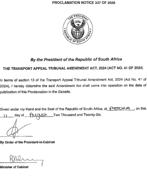 Proc337 Commencement of Amendment Act 2024